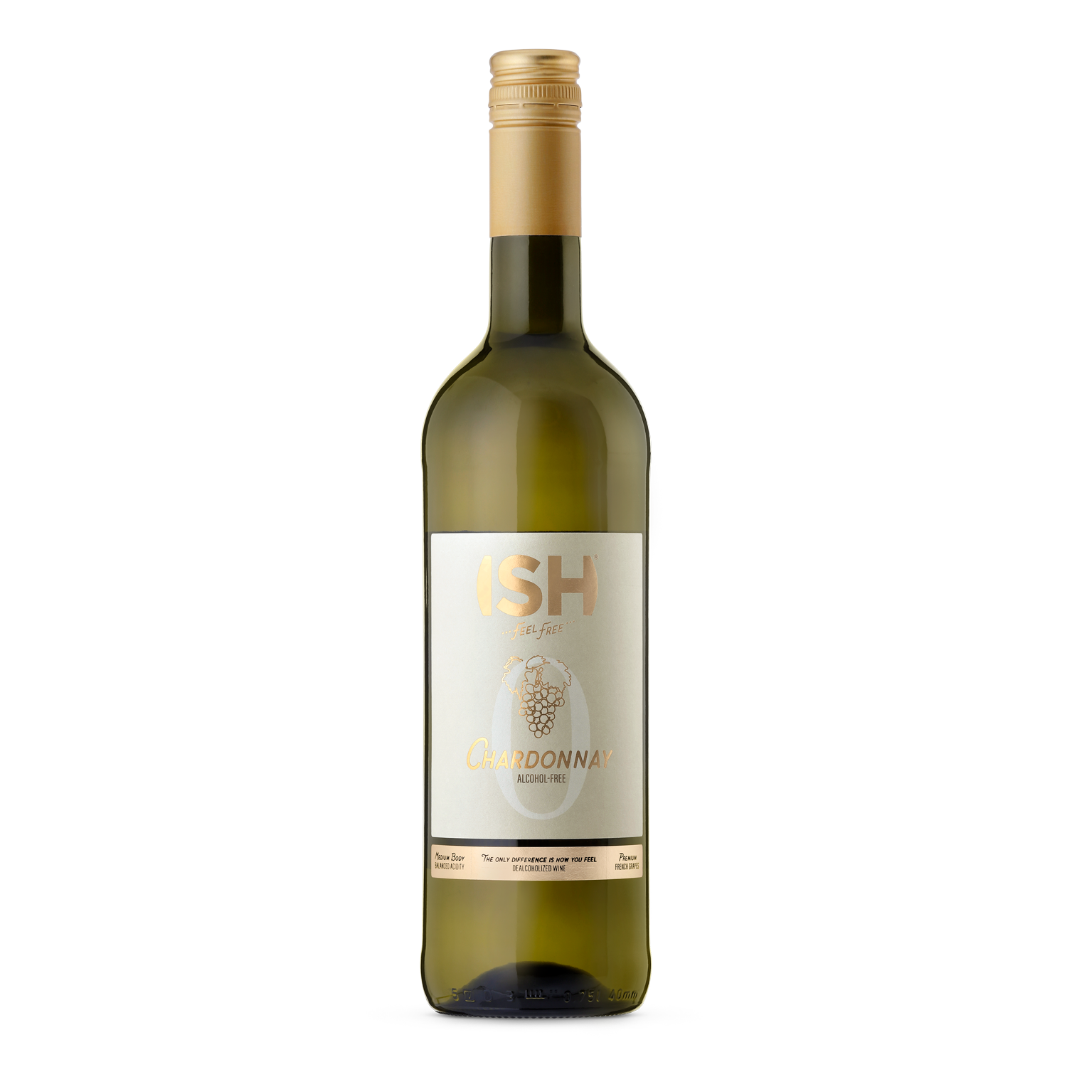 butelka wina bezalkoholowego ISH Chardonnay.