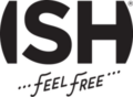 Logotyp firmy Ish Spirits, który jest producentem produktów bezalkoholowych. Firma ta wprowadza wina bez alkoholu, prosecco 0% oraz bezalkoholowe koktajle.