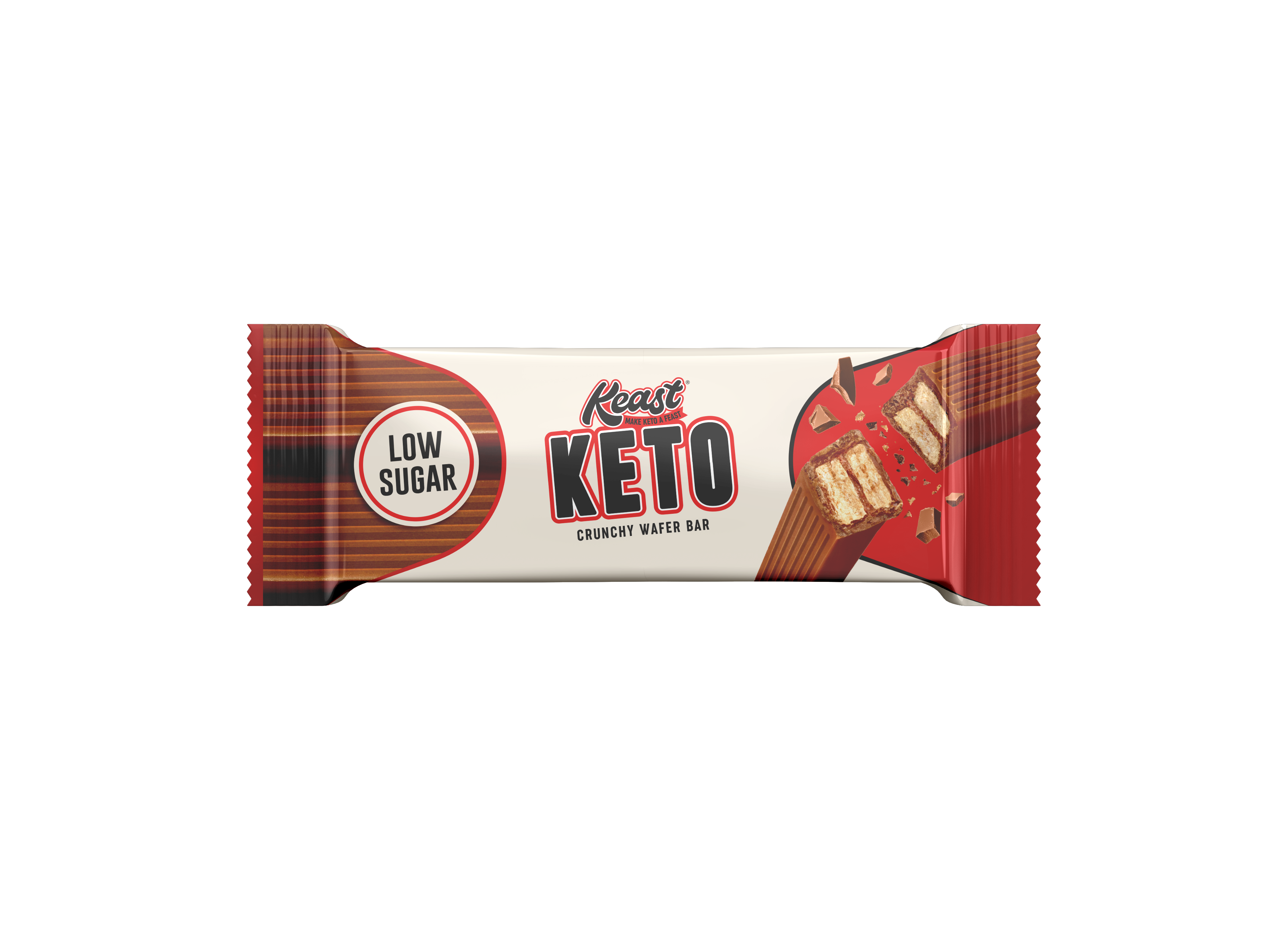 Ketofabrik - baton Crunchy Wafel Bar. Niska Zawartość Cukru Opakowanie.