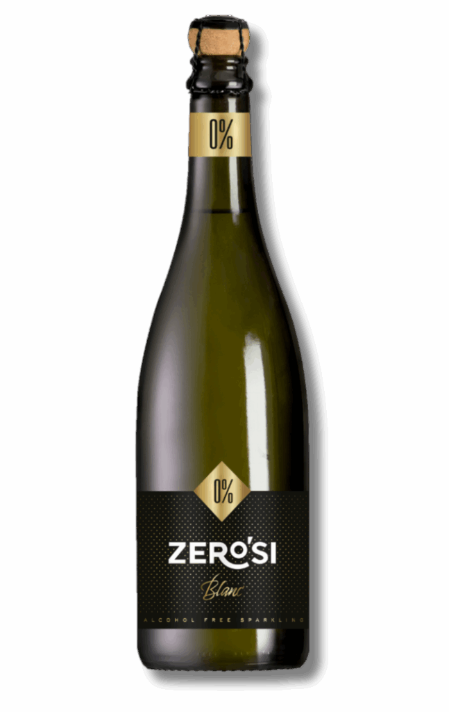 Zero'Si Blanc – eleganckie wino musujące bezalkoholowe 0%, premium NoLo do celebracji bez alkoholu